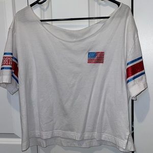 PINK American Flag Crop Top size L